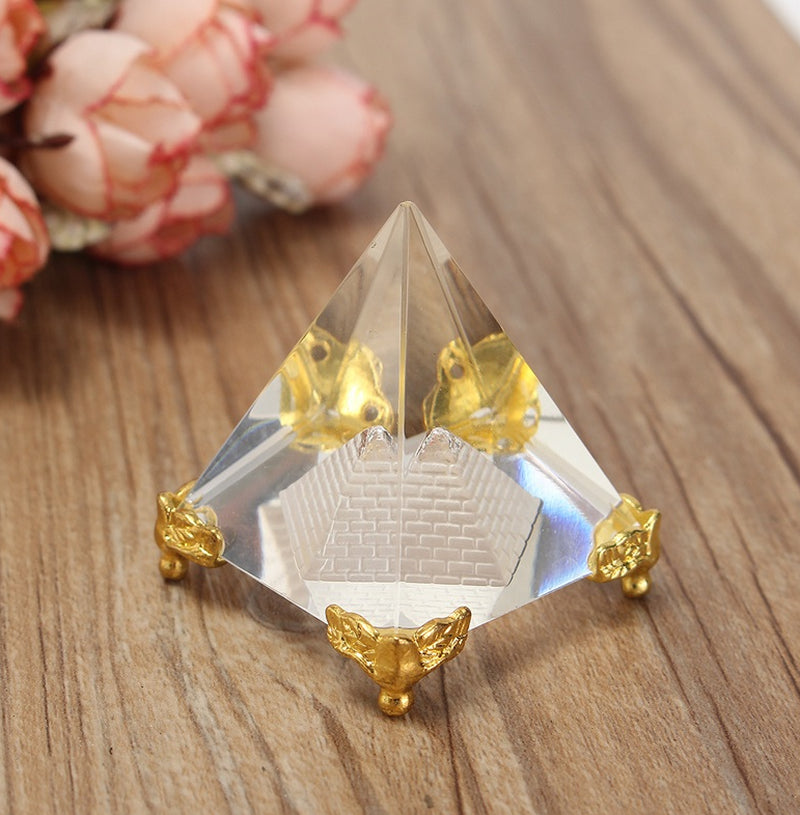 Creative Crystal Pyramid Crafts Decoration Custom Quad Prism Hooded Energy Tower Teaching Photography Props