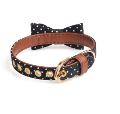 Polka Dot Dog Triangle Scarf Collar Leash Pet Pu Dog Leash