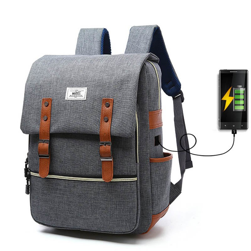 2021 Vintage Men Women Canvas Backpacks School Bags for Teenage Girls Laptop Backpack with USB Charging Fashion Travel