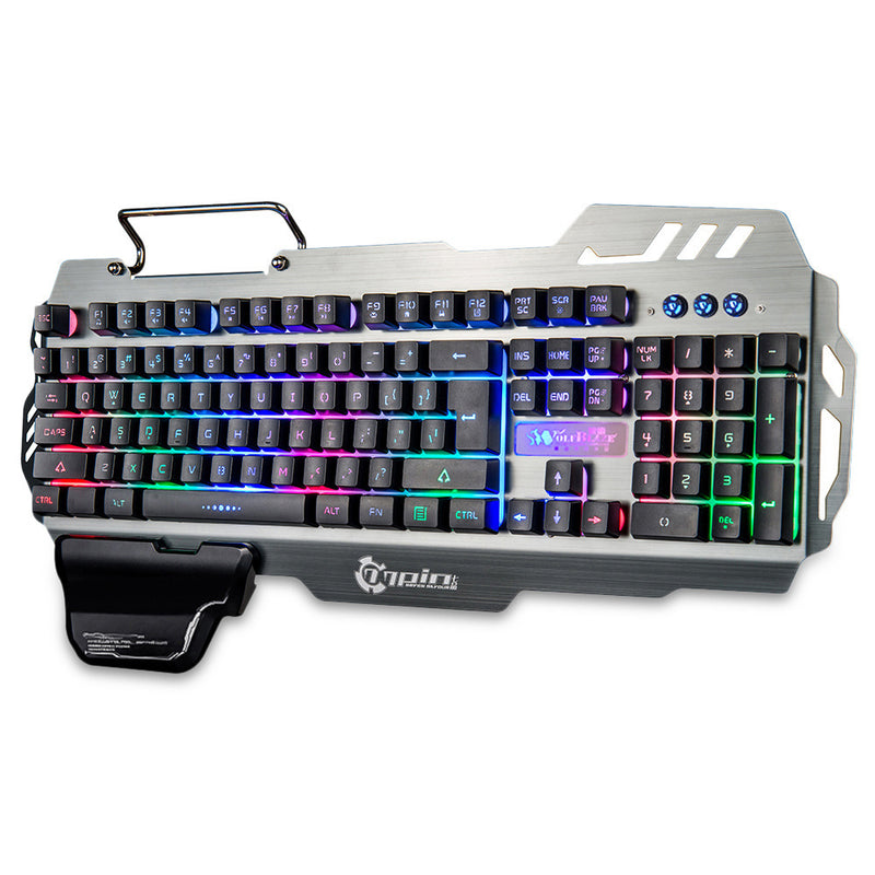 Pk900 Gaming Keyboard Colorful Light Metal Panel with Hand Rest to Eat Chicken to Stimulate Lol Keyboard