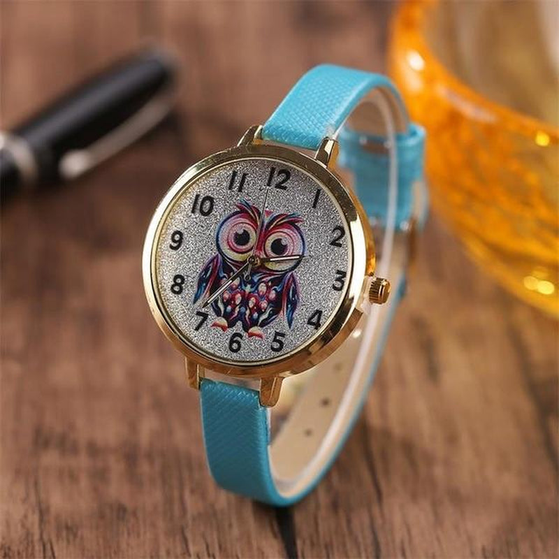 Owl Student Cartoon Watch Female Model Thin Belt Watch