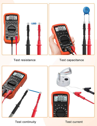 Multimetro Digitale， Multimetro Digitale Con Scala Automatica AC DC Corrente Tensione Resistenza Capacità Tester Di Frequenza NCV Con Puntali Multimetro Digitale Portatile