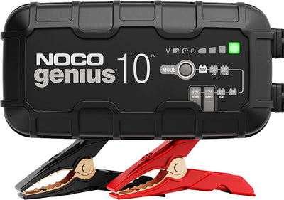 GENIUS10EU, Caricatore Automatico Intelligente 10A, Caricabatterie 6V E 12V, Manutentore Della Batteria, Caricabatterie Di Mantenimento E Desolfatore Con Compensazione Della Temperatura