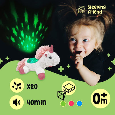 Peluche Unicorno Musicale Neonati Bambini Peluche Calmante Unicorno Peluche Nanna Unicorno Luci E Suoni Rumori Bianchi Giocattoli Unicorno Proiettore Regalo Neonati Battesimo Compleanno - ROSA