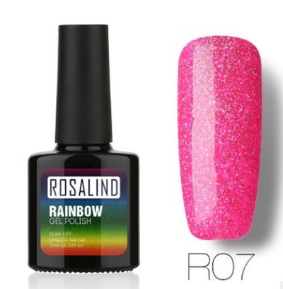 Nail Free, Long-Lasting, Non-Toxic, Nail Polish, ROSALIND Phototherapy Glue, Star Studded Rainbow System.