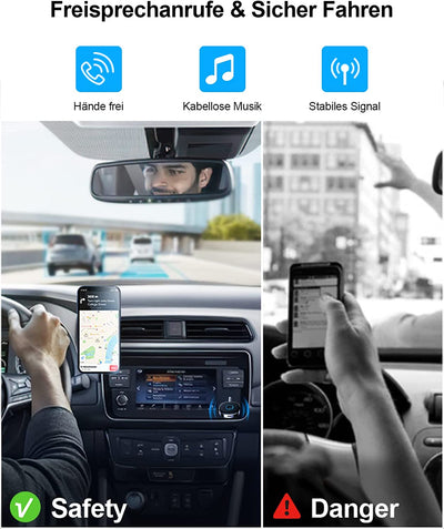 Ricevitore Bluetooth Auto AUX, Adattatore Bluetooth 5.0 Aux Cancellazione Del Rumore Jack 3,5 Mm,Chiamate in Vivavoce,Cuffie Cablate,Auto Altoparlanti