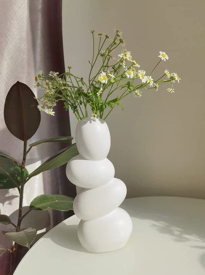 Vaso in Ceramica, Moderno Vaso Di Fiori Bianco, per Decorazione Della Casa, Soggiorno, Casa, Ufficio, Centrotavola, Tavolo E Matrimonio.