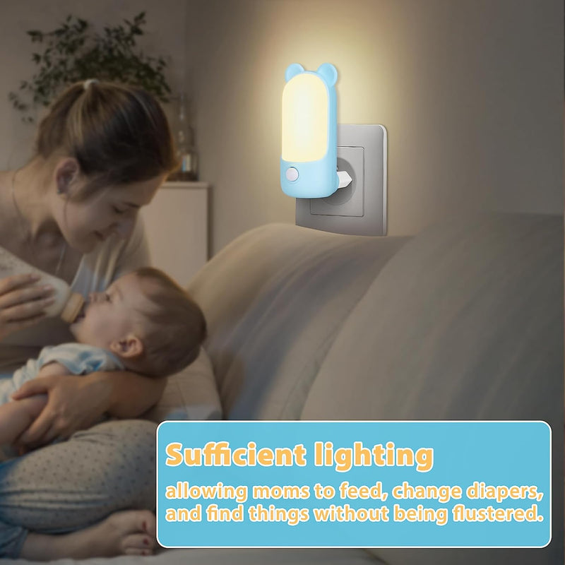 Luce Notturna per Bambini, Luce Notturna Da Presa LED a Forma Di Orso Con 2 Modalità, Lampada Da Parete Luce Notte Bambini Decor Camera Da Letto Neonato, Scale, Corridoio (Blu)