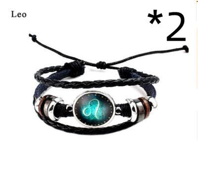 Twelve Constellation Glass Piece Couple Bracelet