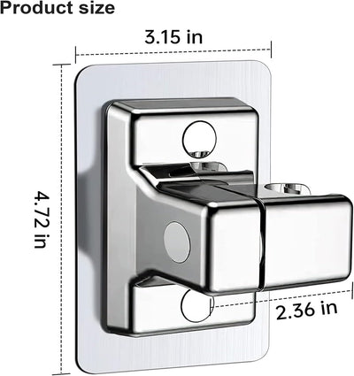 2 Pezzi Supporto Doccia Senza Trapano, Supporto Soffione Doccia Universale, Staffa Supporto Doccia Regolabile 360º, Argento