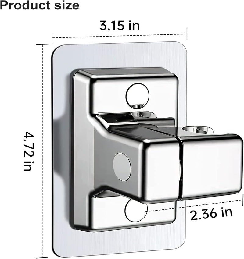 2 Pezzi Supporto Doccia Senza Trapano, Supporto Soffione Doccia Universale, Staffa Supporto Doccia Regolabile 360º, Argento