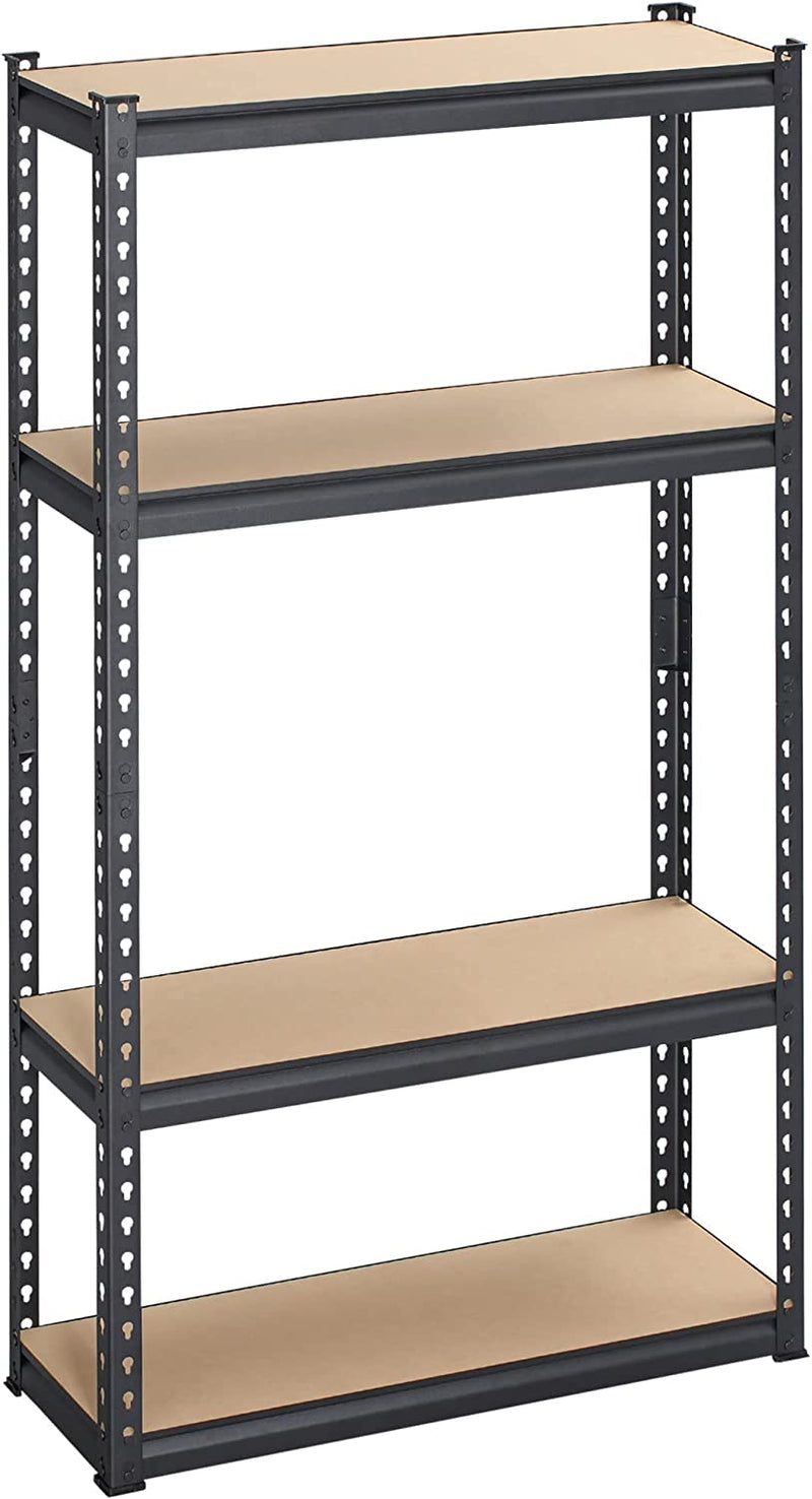 Scaffalatura Industriale a 4 Livelli in MDF E Acciaio, Scaffale per Garage E Cantina Con Ripiani Aperti E Regolabili, 81.3X30X152.4 Cm, Nero E Marrone