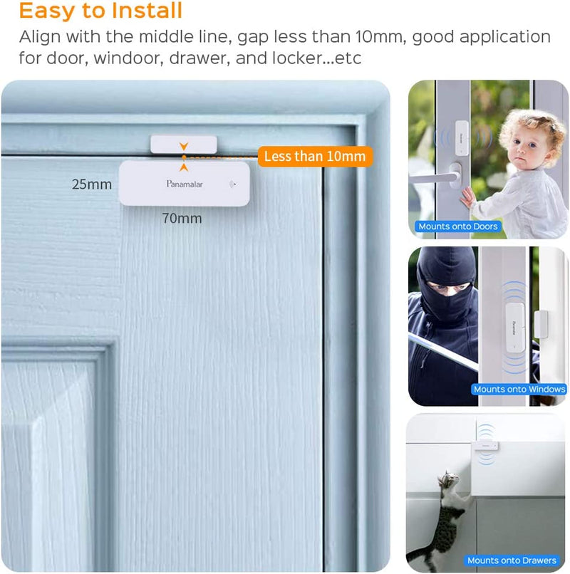 Sensore per Porte E Finestre Wifi,Rilevamento Intelligente Dello Stato Della Porta, Invia Avviso Al Telefono,Funziona Con Alexa Google Home, Accessorio per Dispositivo Smart Home Con Scena