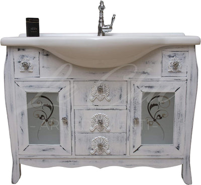 Shop Chic Composizione Bagno Nettuno, Mobile Con Specchio E Colonna in Rovere Shabby Chic