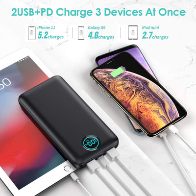 Power Bank 26800Mah, 25W PD3.0+QC4.0 Ricarica Rapida Caricatore Portatile Con Display LCD 3 Uscite E PD Ingressi Caricabatterie Portatile per Iphone Samsung Huawei Xiaomi.