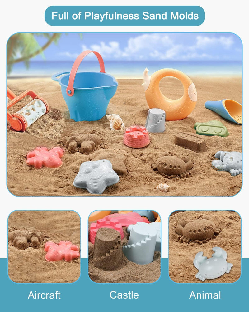 Giocattoli Da Spiaggia Set, 16 Pezzi Giochi Da Spiaggia per Bambini, Giochi Spiaggia Con Borsa Rete, Stampi, Paletta E Secchiello Mare, Giocattoli Da Spiaggia per Ragazzi Ragazze