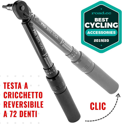 1/4 Inch Drive Click Set Di Chiavi Dinamometriche a Scatto - Da 2 a 20 NM - Kit Di Manutenzione per Biciclette Da Strada E Mountain Bike - Include Prese Allen E Torx