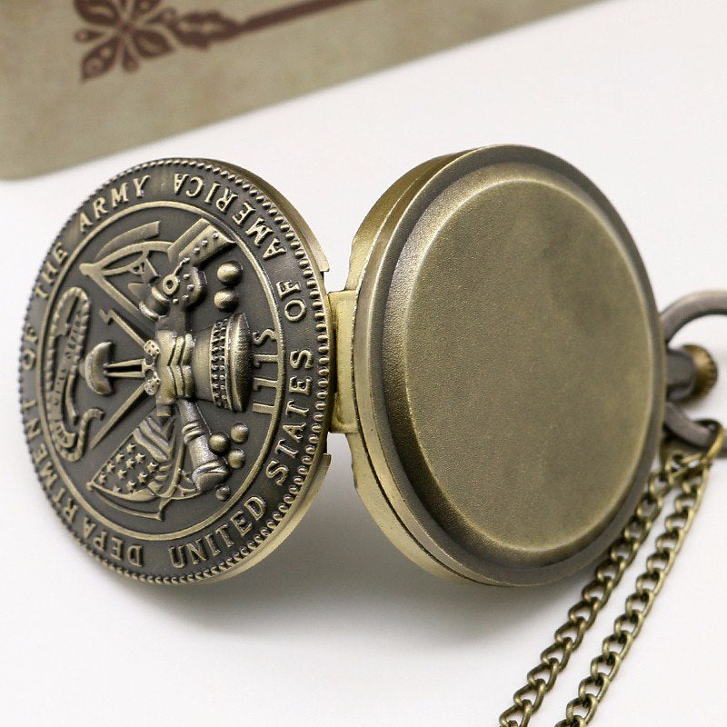 Vintage Large Cheongsam Pattern Necklace Pocket Watch Men&