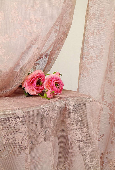 Tenda Pizzo Di Poliestere Shabby Chic Poly-Ciel Collection 140 X 290 Colore Avorio