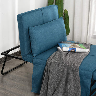 Brandina Pieghevole 2 in 1 Con Cuscino, Trasformabile in Pouf O Letto Singolo Con Schienale Regolabile, Blu