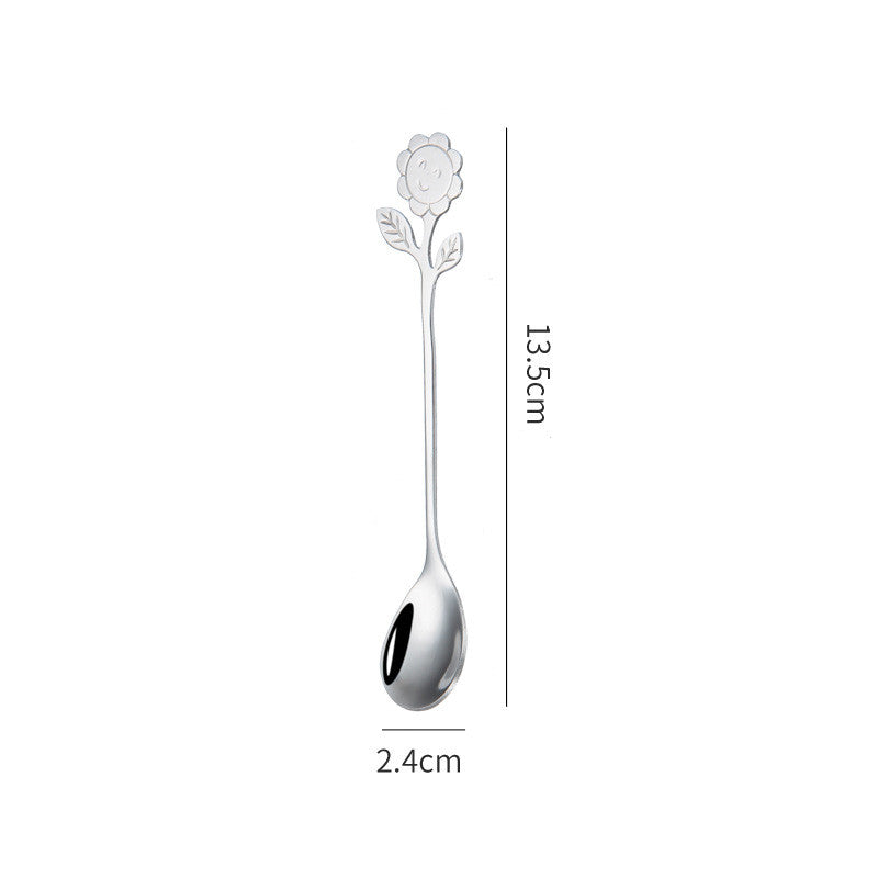 Japanese Style Stainless Steel Cartoon Sunflower Spoon