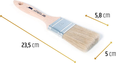 | Pennello Pittura, Con Manico in Legno Verniciato, Pennellessa Universale, per Smalti E Vernici, Muri, Legno, Ferro, Larghezza Ghiera 50 Mm - Made in Italy