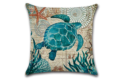 Marine Life Sea Turtle Seahorse Whale Octopus Pillow