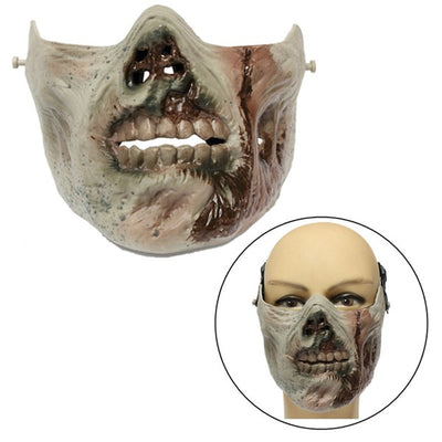 Zombie Skull Skeleton Half Face Mask Military Hunt Halloween Costume Party