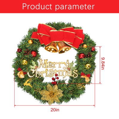 20 Inch Christmas Wreath for Front Door, Artificial Christmas Door Wreaths