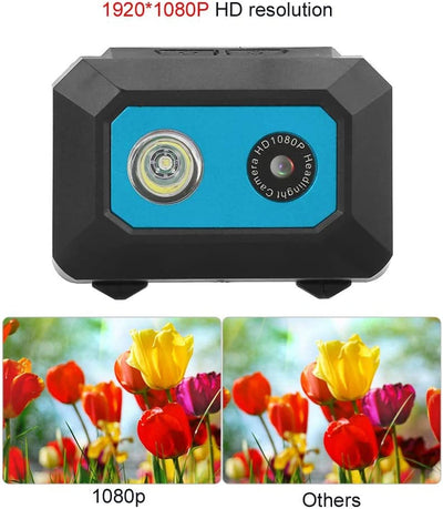 Mini Action Camera - Videocamera DV per Videocamera Sportiva Con Faro Super Luminoso, Risoluzione HD 1920 * 1080P, Videoregistratore DVR Ultra Grandangolare 120 °, Videocamera Full Hd(Blu)