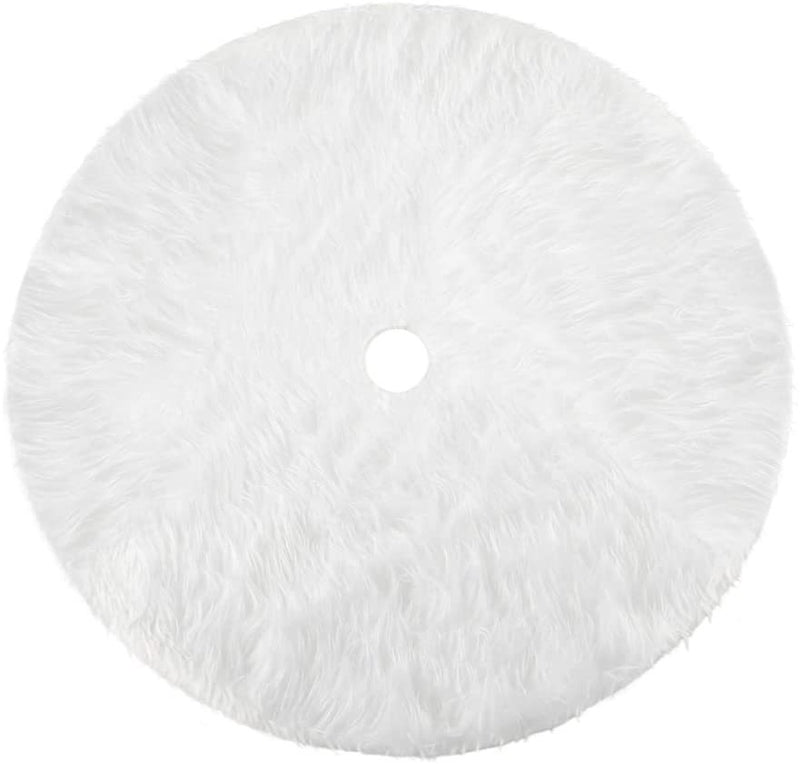 White Christmas Tree Skirt Plush Faux Fur Xmas Tree Carpet Merry Christmas Tree Decorations Ornament New Year Navidad Home Decor