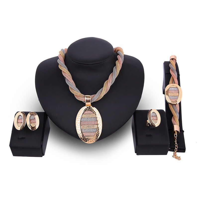 Four-Piece Necklace Earrings and Bracelets