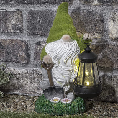 - Statua Da Giardino a Forma Di Gnomo Con Luce Solare, in Resina, Con Lanterne Alimentate Al Sole, Sculture Decorative Impermeabili, per Casa, Portico, Regali E Accessori per Giardinaggio