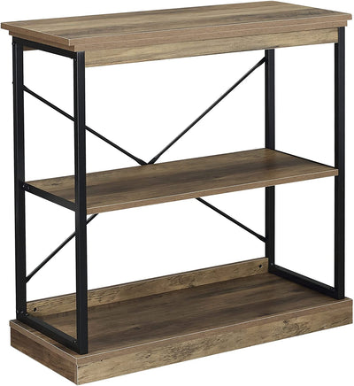 Scaffale Libreria in Stile Industriale, Mobile Multiuso in Legno Marrone E Metallo Nero, 80X36X81.3Cm