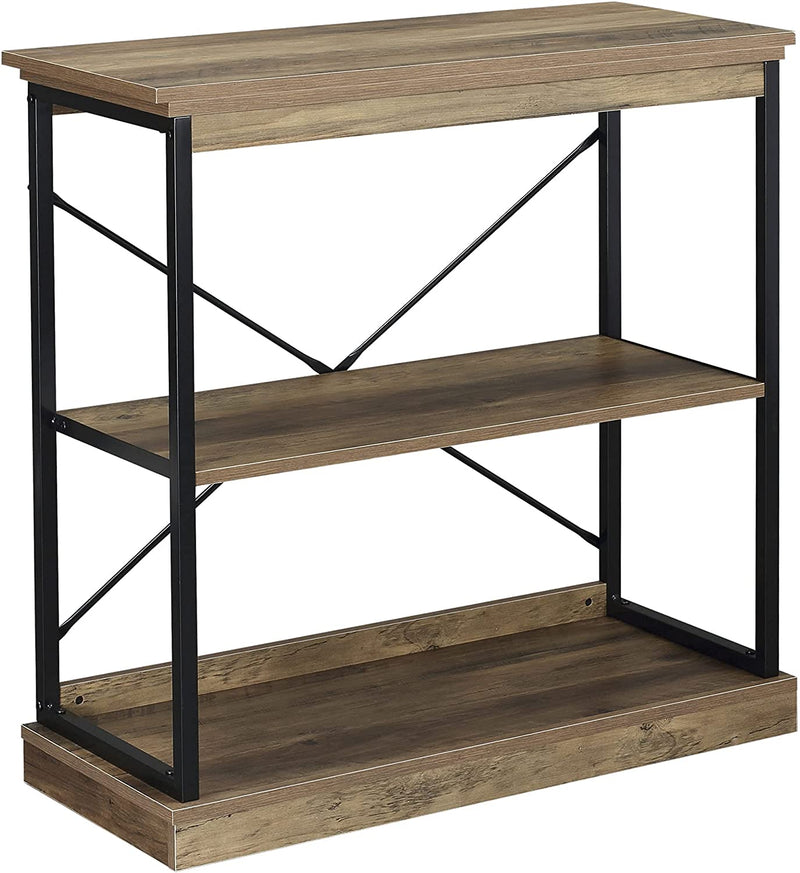 Scaffale Libreria in Stile Industriale, Mobile Multiuso in Legno Marrone E Metallo Nero, 80X36X81.3Cm