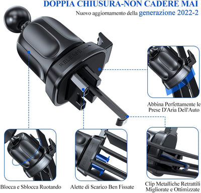 [2023-2A Generazione] Porta Cellulare Auto E Supporto Cellulare Flessibile, per Presa D'Aria Dell'Auto Porta Smartphone Universale Compatibile Con Iphone 13/14 E Samsung Xiaomi