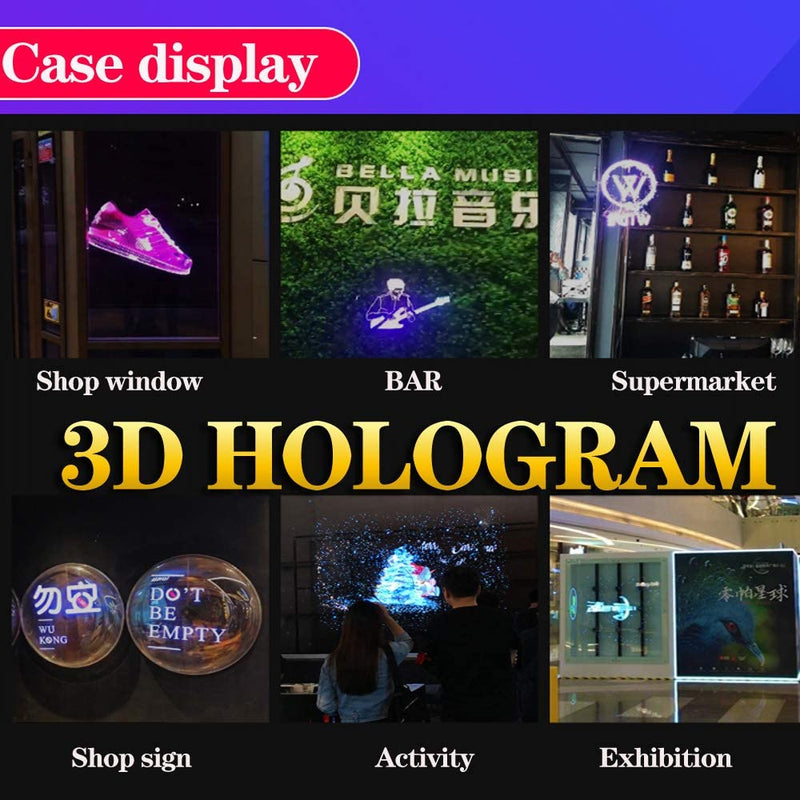 Proiettore Olografico,42Cm Ventola per Ologrammi,  Ologramma 3D Da Display Pubblicitario 3D, 700 Video Libreria E 224 LED per Segnaletica Aziendale, Bar, Casinò, Feste