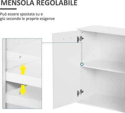 Armadietto Da Ufficio 3 Armadietti 2 Cassetti Legno 106X35X76Cm Bianco