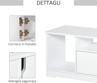 Mobile Porta TV Fino a 42'' Con Armadietto E Ripiani Aperti, Mobiletto per Salotto E Soggiorno in Legno, 120X30X41Cm, Bianco