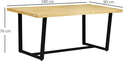 Tavolo Da Pranzo per 6 Persone in Legno Con Base in Acciaio E Piedini Regolabili, 180X90X76Cm