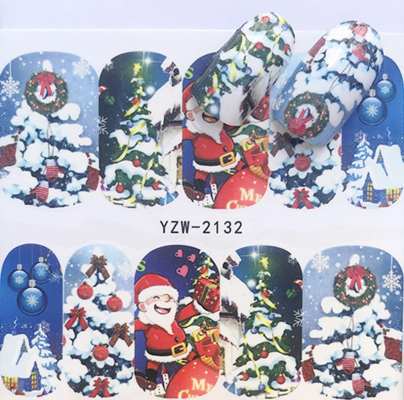 Explosion Models Christmas Series Water Transfer Nail Stickers Nail Stickers Full Stickers Nail Jewelry Watermark Stickers