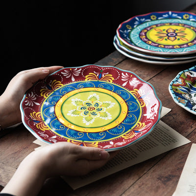 Underglaze Ceramic Steak Western Plate