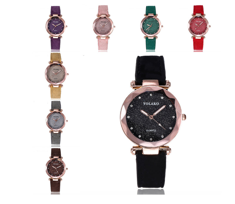 Matte Belt Color Foundation with Diamond Dial Quartz Watch